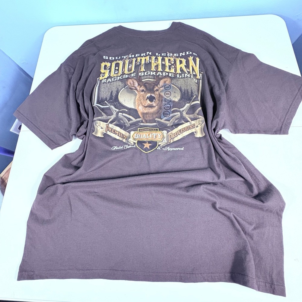 Southern Legends Deer Hunting Graphic Tee Mens XXL Brown‎ Outdoors Shirt